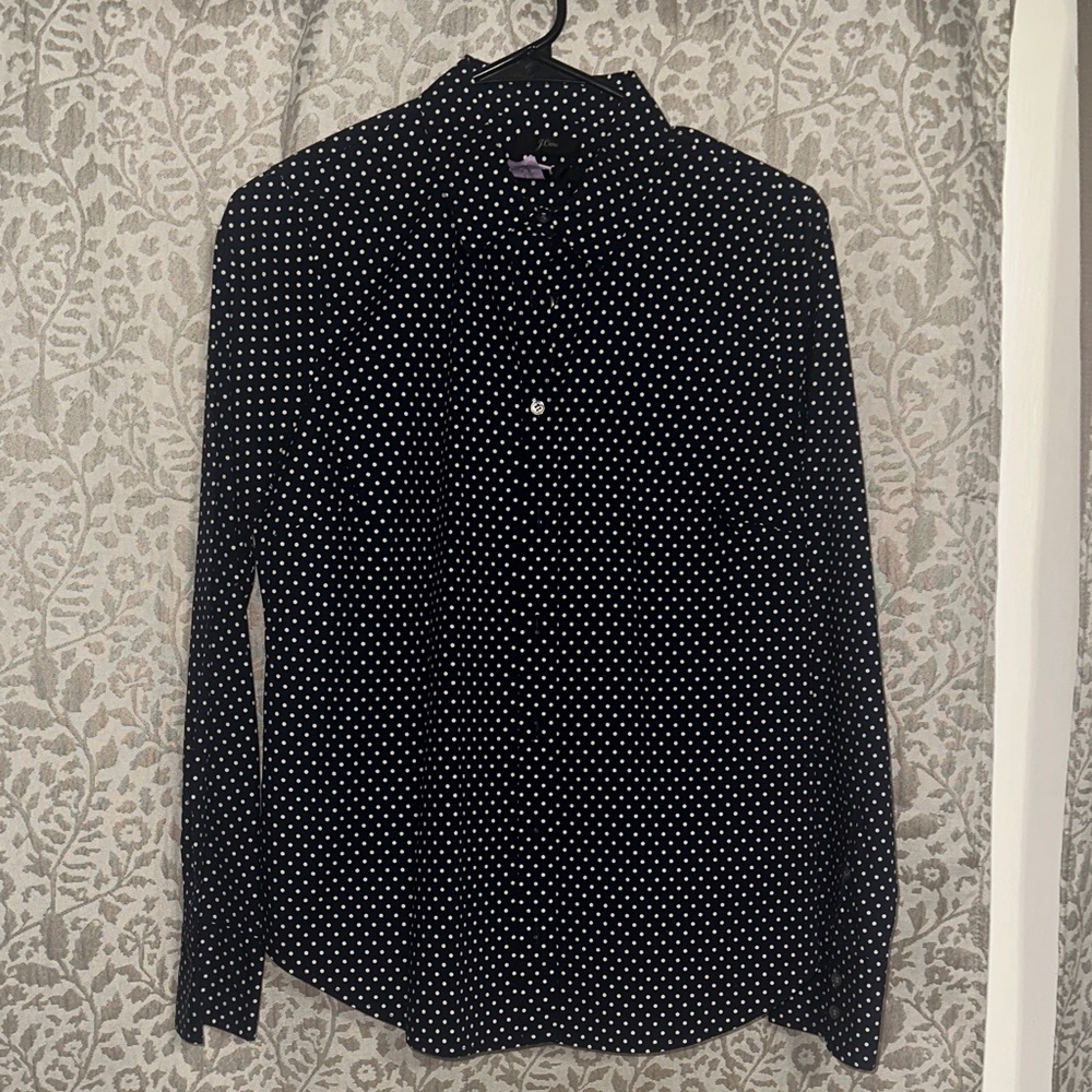 J. Crew Black and White Polka Dot Men's Shirt